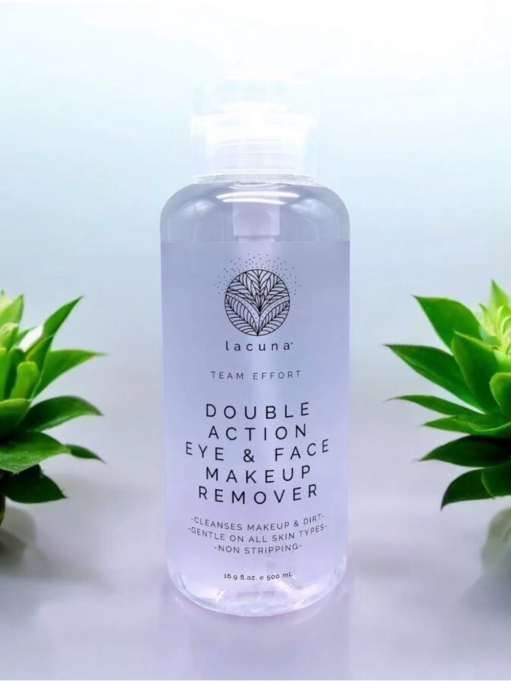NEW Lacuna Double Action Gentle Eye & Face Make-Up Remover Allergen Free 500 mL
